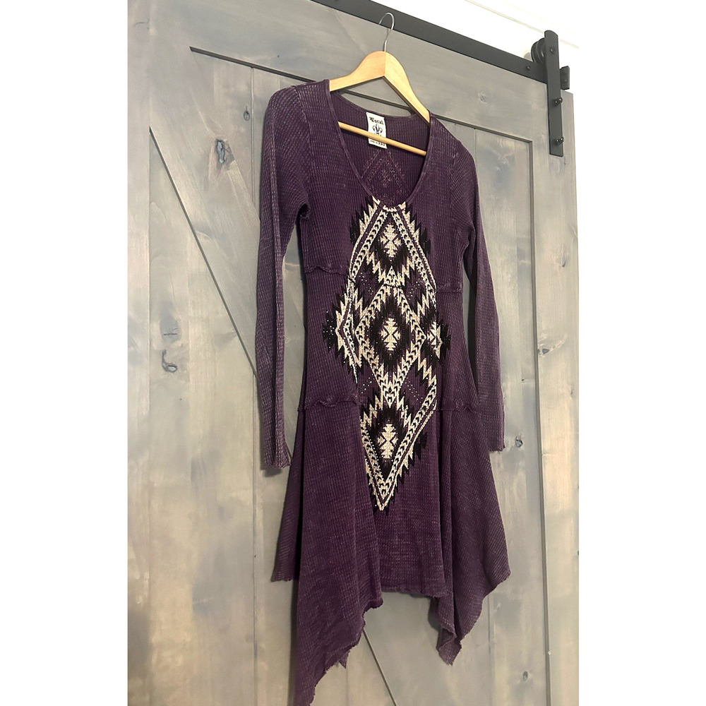 VOCAL Womens S CRYSTAL MINERAL DYE Boho Dress Thermal Dress Shark Whimsigoth